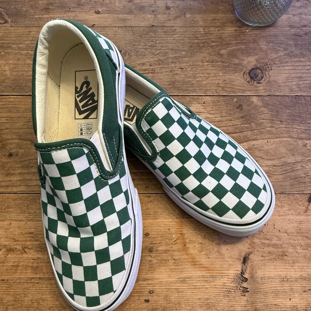 Vans Green Checkered Slip-On Shoes